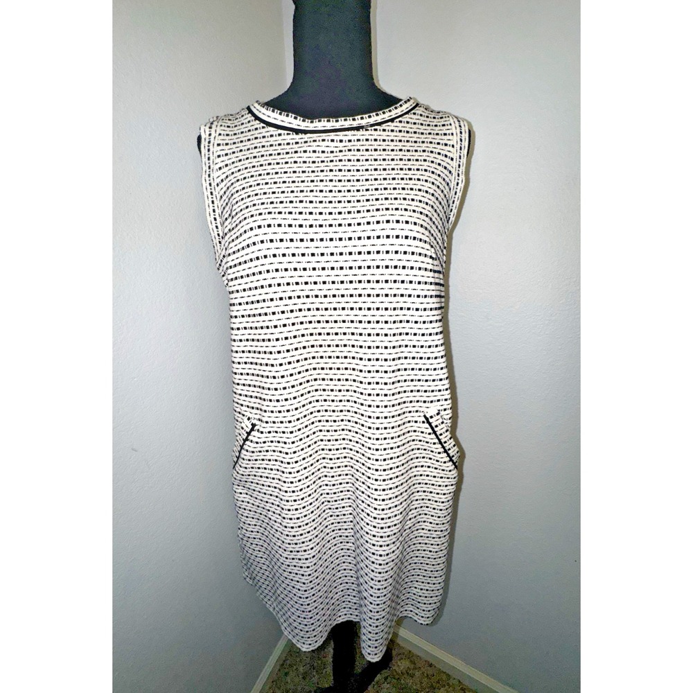 Loft Black Ivory Morse Code‎ Shift Dress Size Small